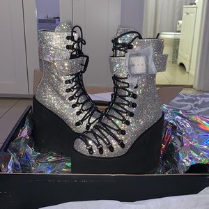 Club Exx silver crystal platform shoes